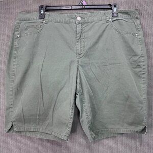 Just My Size Womens Plus Size 24W Olive Green Stretch Shorts Casual Wear